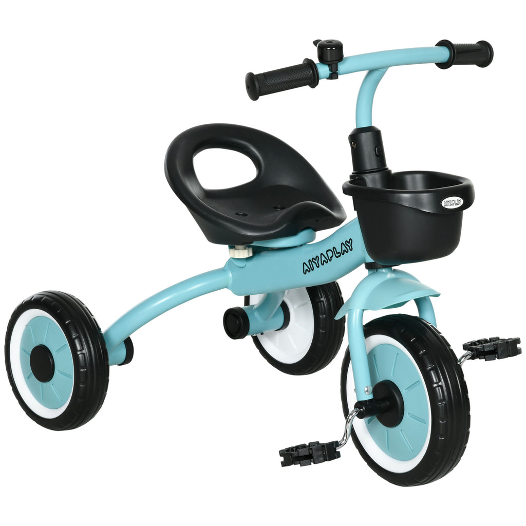 Kids Trike, Tricycle, with Adjustable Seat, Basket, Bell, for Ages 2-5 Years