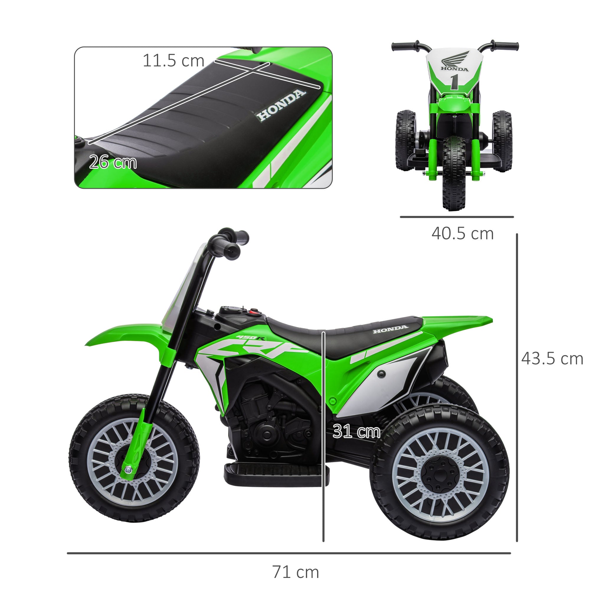 6V Kids Motorbike, Three-Wheel Kids Electric Bike with Horn, Startup Sound for Ages 18-36 Months