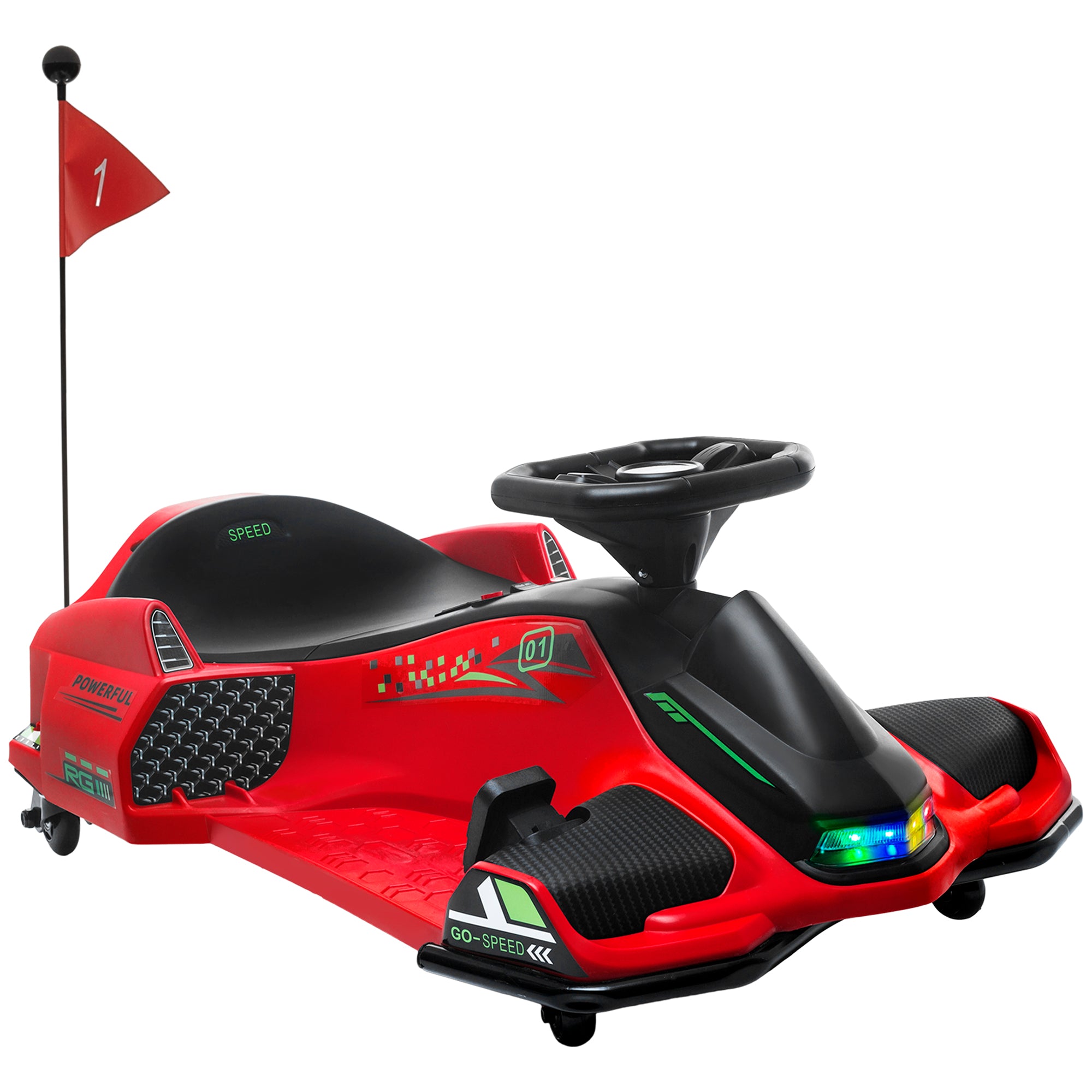 12V Kids Electric Go Kart with Music, LED Lights, Slow Start