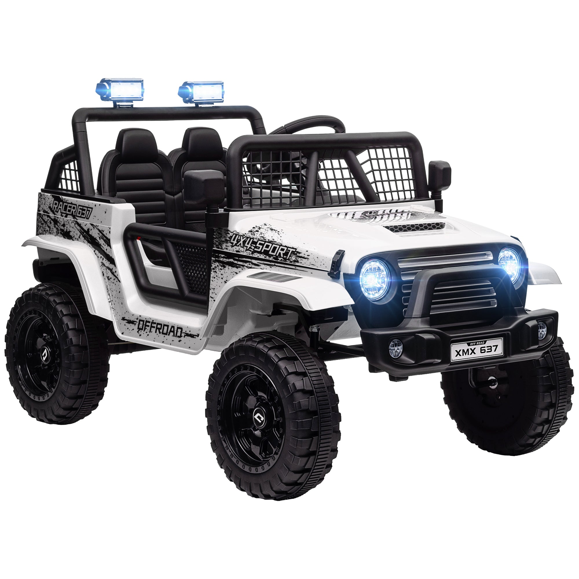 12V Battery Powered Kids Ride-On Car, Electric Truck w/ Spring Suspension, Remote, Music, Horn, Lights