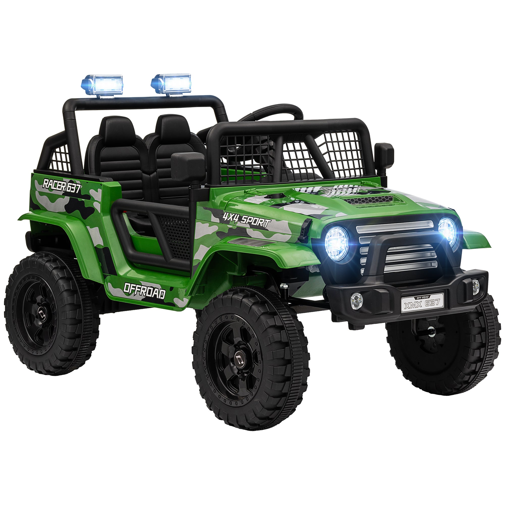 12V Battery Powered Kids Ride-On Car, Electric Truck w/ Spring Suspension, Remote, Music, Horn, Lights