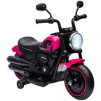 6v Electric Motorbike with Training Wheels, One-Button Start
