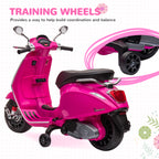 12V Vespa Licensed Kids Electric Motorbike w/ Music, Headlights, FM Radio, for 3-6 Years