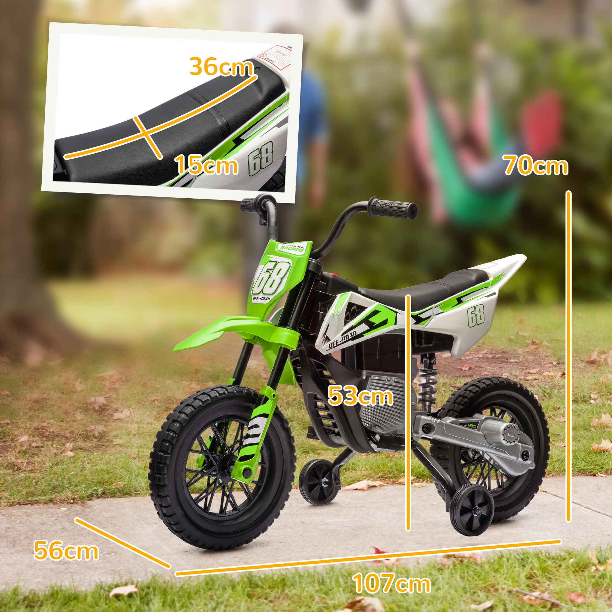 12V Kids Electric Motorbike, Kids Electric Ride on motorcycle w/ Twist Grip Throttle, Training Wheels