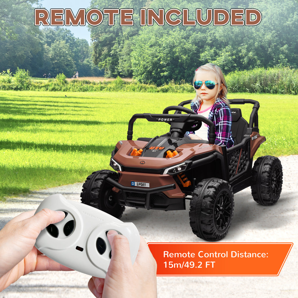 12V Battery Powered Ride on Truck w/ Remote, Four Suspension Wheels, Horn, Lights, Music, USB, for Ages 3-5 Years