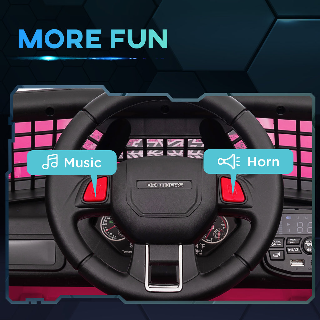 12V Battery Powered Kids Ride-On Car, Electric Truck w/ Spring Suspension, Remote, Music, Horn, Lights