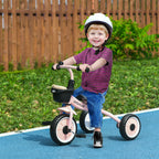 Kids Trike, Tricycle, with Adjustable Seat, Basket, Bell, for Ages 2-5 Years