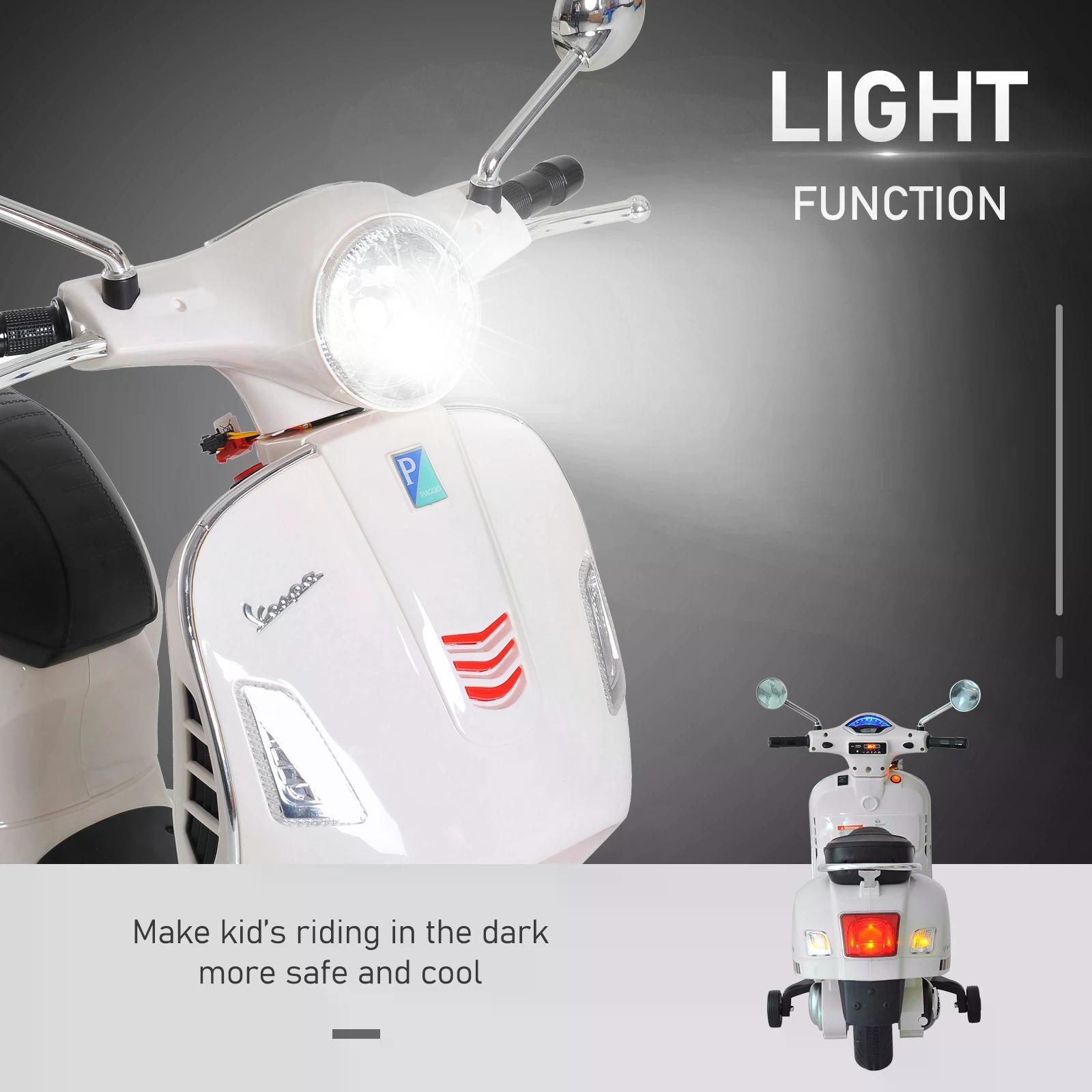 Kids Ride On Vespa Motorcycle W/LED Lights