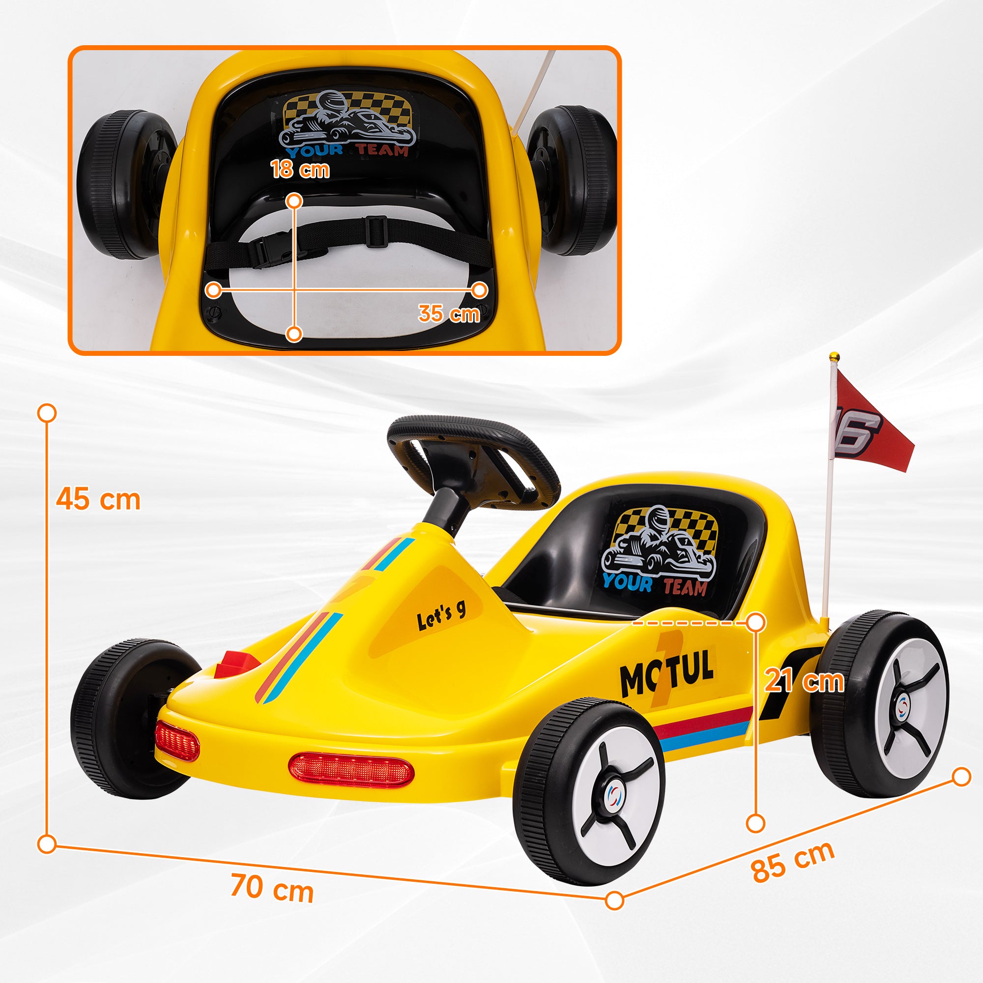 6V Electric Go Kart for Kids with Music, Light, Horn, for 3-5 Years