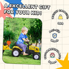 Kids Ride on Tractor with Back Trailer, Shovel & Rake, Horn, Four Wheels Tractor Toy for Child Toddler