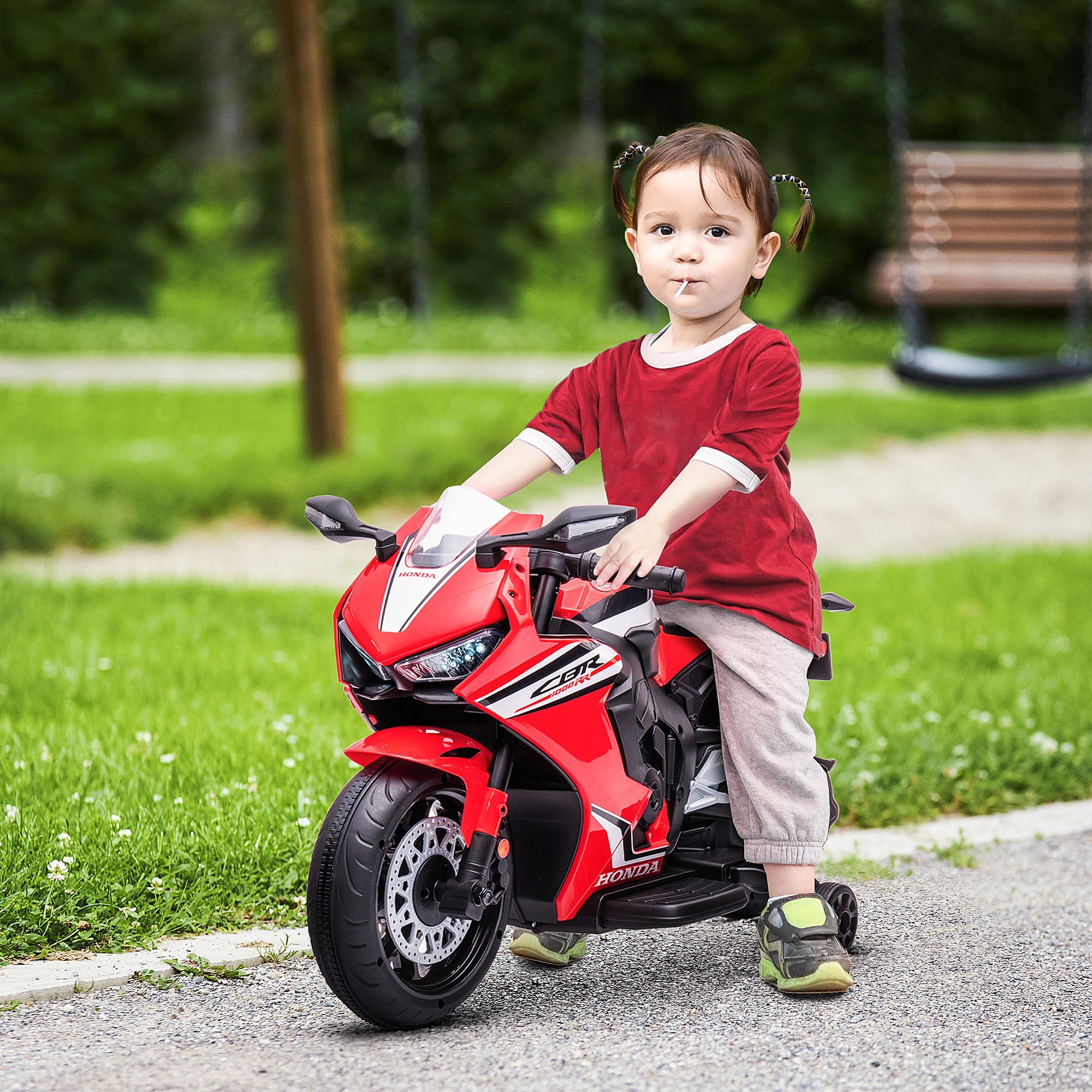 6V Honda Licensed Kids Motorcycle w/ Music, Training Wheels