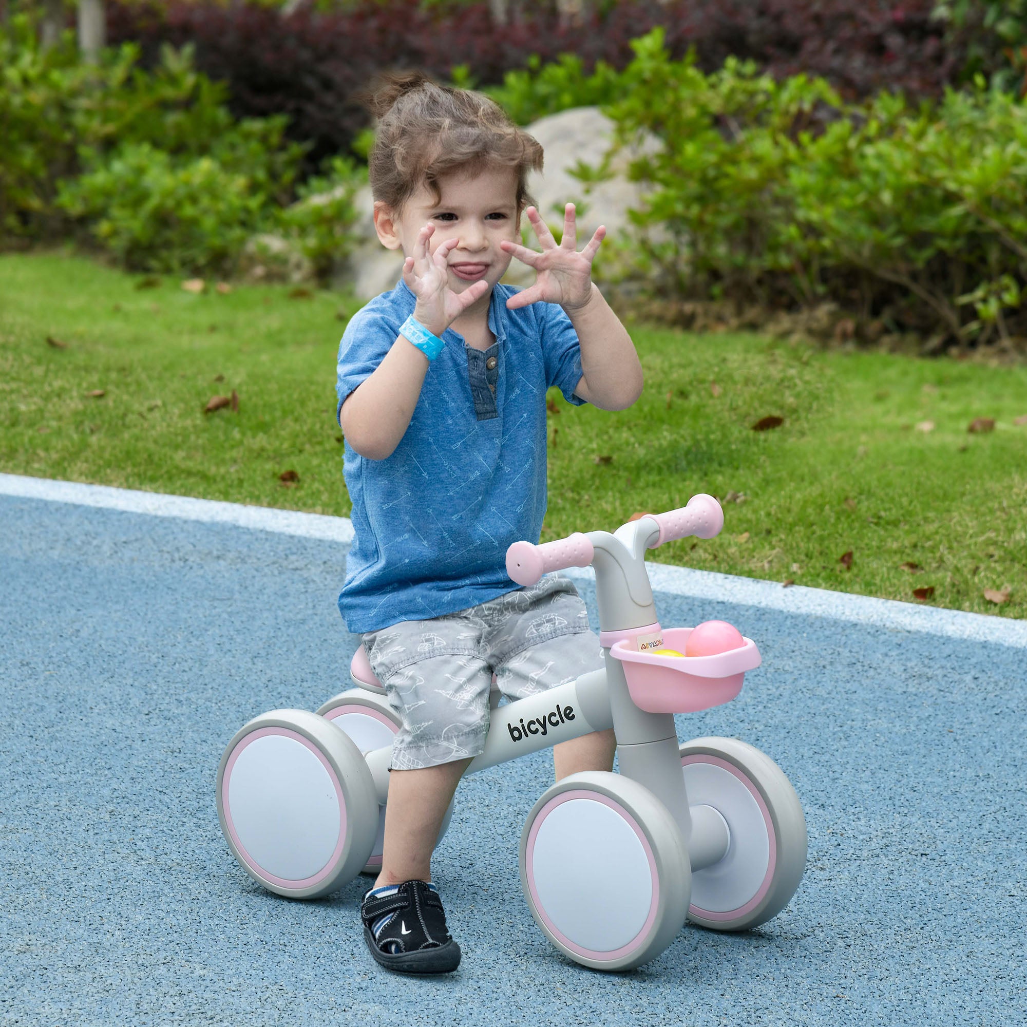 Kids Balance Bike for 1-3 Years Old with Adjustable Seat, Silent Wheels