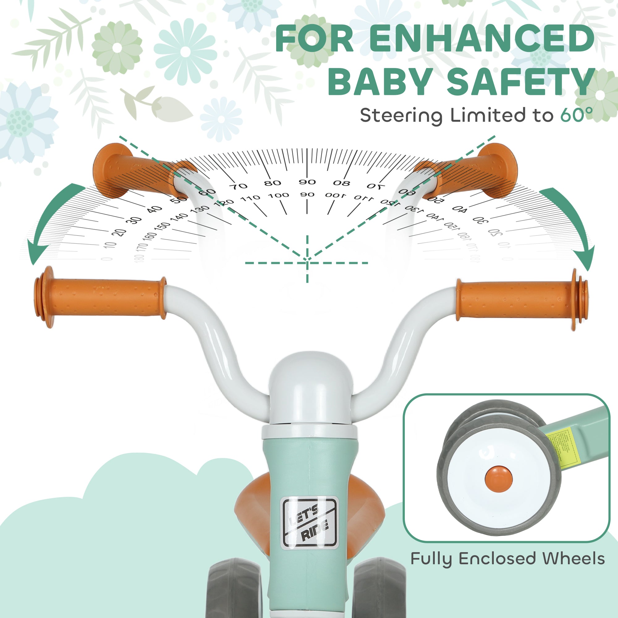 Toddler Balance Bike with No Pedal, 3 Silence Wheels for 12-36 Months Boys and Girls, Indoor Outdoor, Green