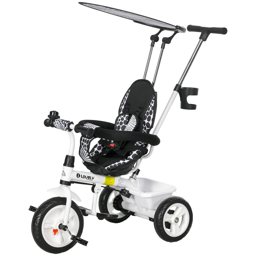 6 in 1 Tricycle for Kids with 5-point harness straps, Removable Canopy