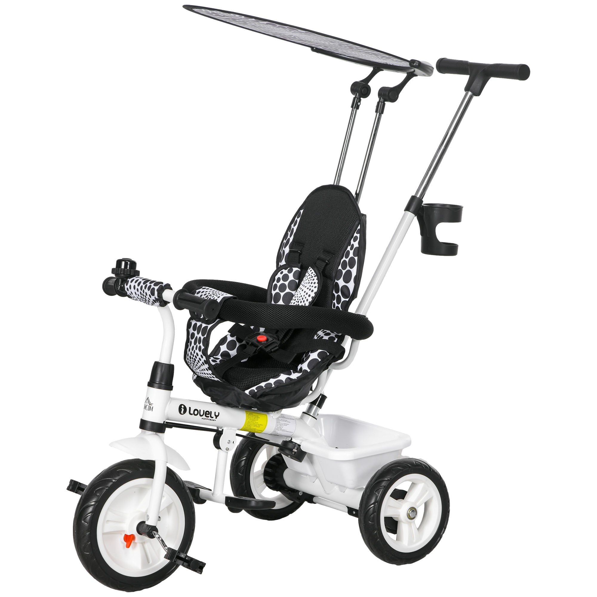 6 in 1 Tricycle for Kids with 5-point harness straps, Removable Canopy