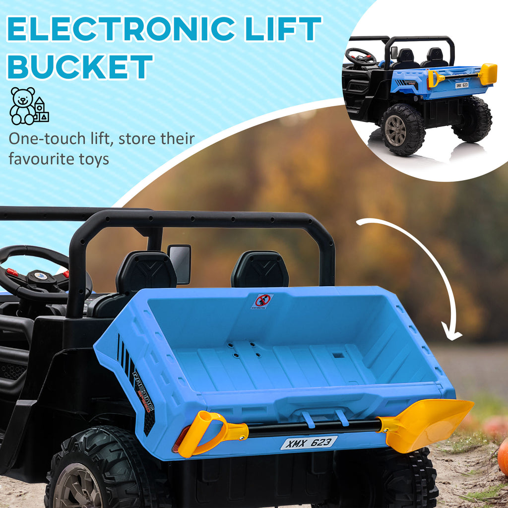 12V 2 Seater Kids Electric Ride-On Car with Electric Bucket, Remote Control