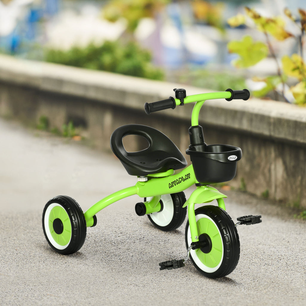 Kids Trike, Tricycle, with Adjustable Seat, Basket, Bell, for Ages 2-5 Years