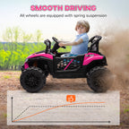 12V Battery Powered Ride on Truck w/ Remote, Four Suspension Wheels, Horn, Lights, Music, USB, for Ages 3-5 Years, Pink