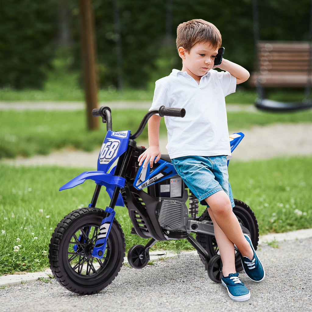 12V Kids Electric Motorbike, Kids Electric Ride on motorcycle w/ Twist Grip Throttle, Training Wheels