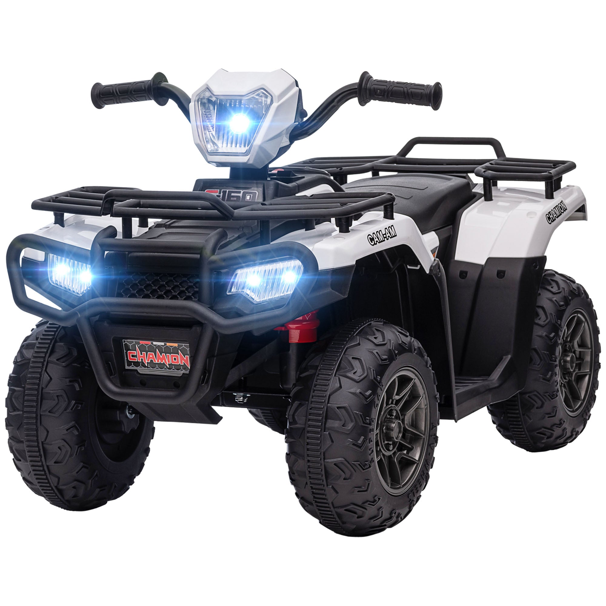12V Kids Quad Bike with Forward, Reverse Functions, Ride-On ATV w/ Music, LED, Headlights, for Ages 3-5 Years