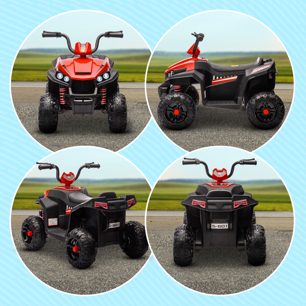 12V Kids Electric Quad Bike w/ Spring Suspension System, Forward, Backward, LED Light, Music, MP3, Red