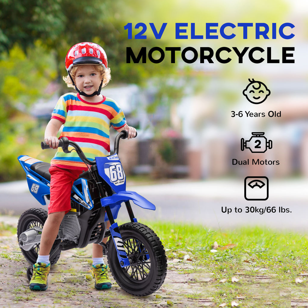 12V Kids Electric Motorbike, Kids Electric Ride on motorcycle w/ Twist Grip Throttle, Training Wheels