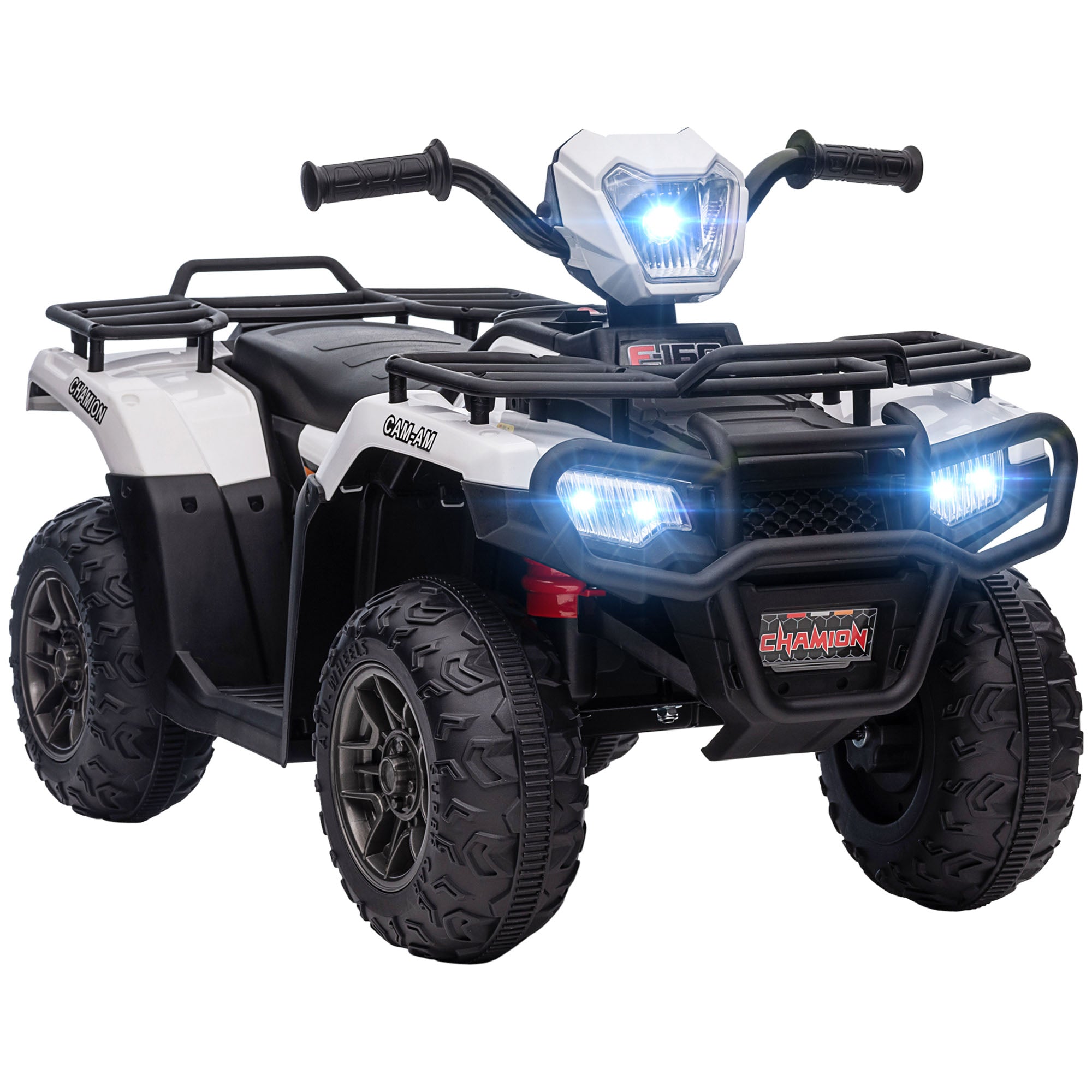 12V Kids Quad Bike with Forward, Reverse Functions, Ride-On ATV w/ Music, LED, Headlights, for Ages 3-5 Years