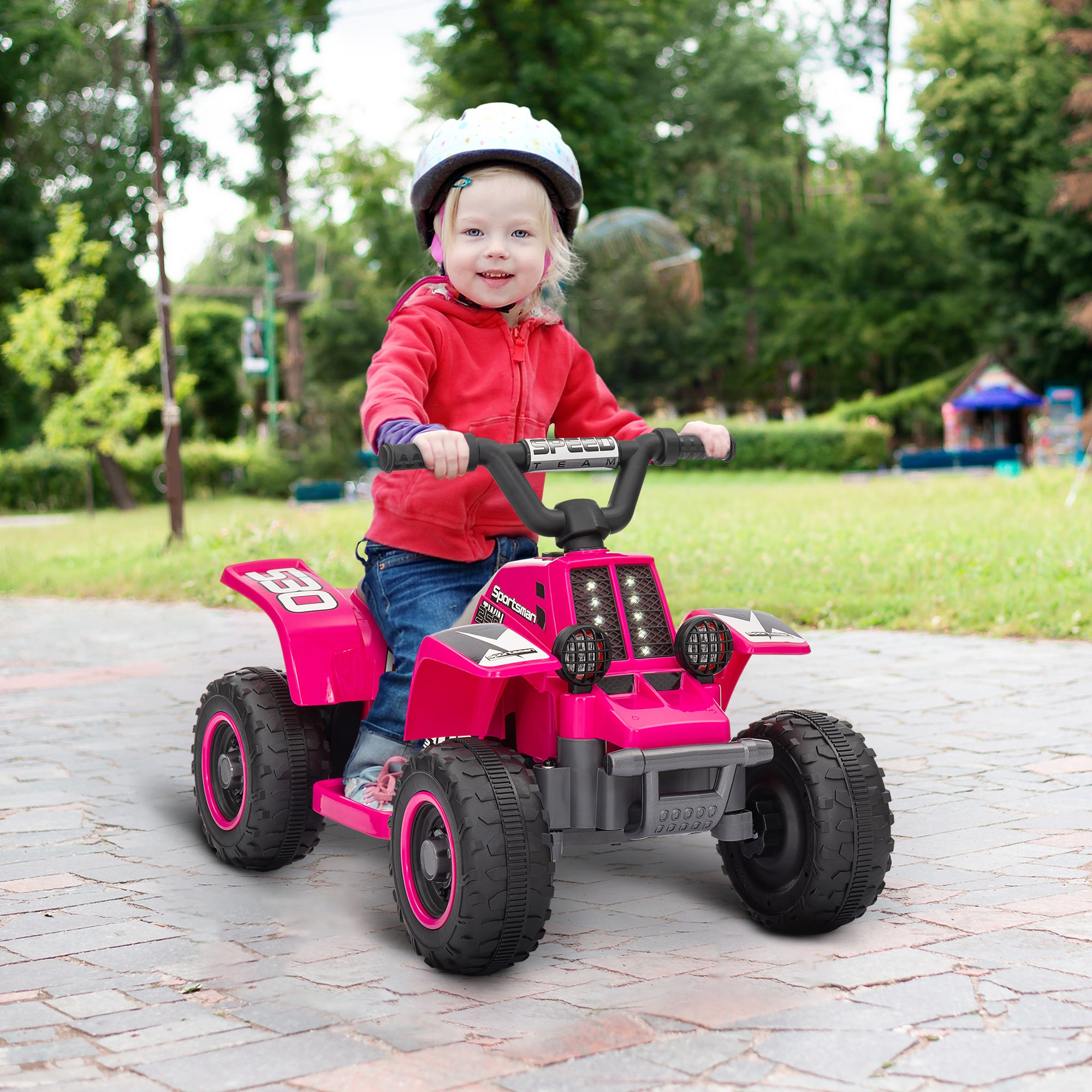 6V Electric Quad Bike for Kids, Ride On ATV w/ Forward/Reverse, Headlights, for Ages 18-36 Months