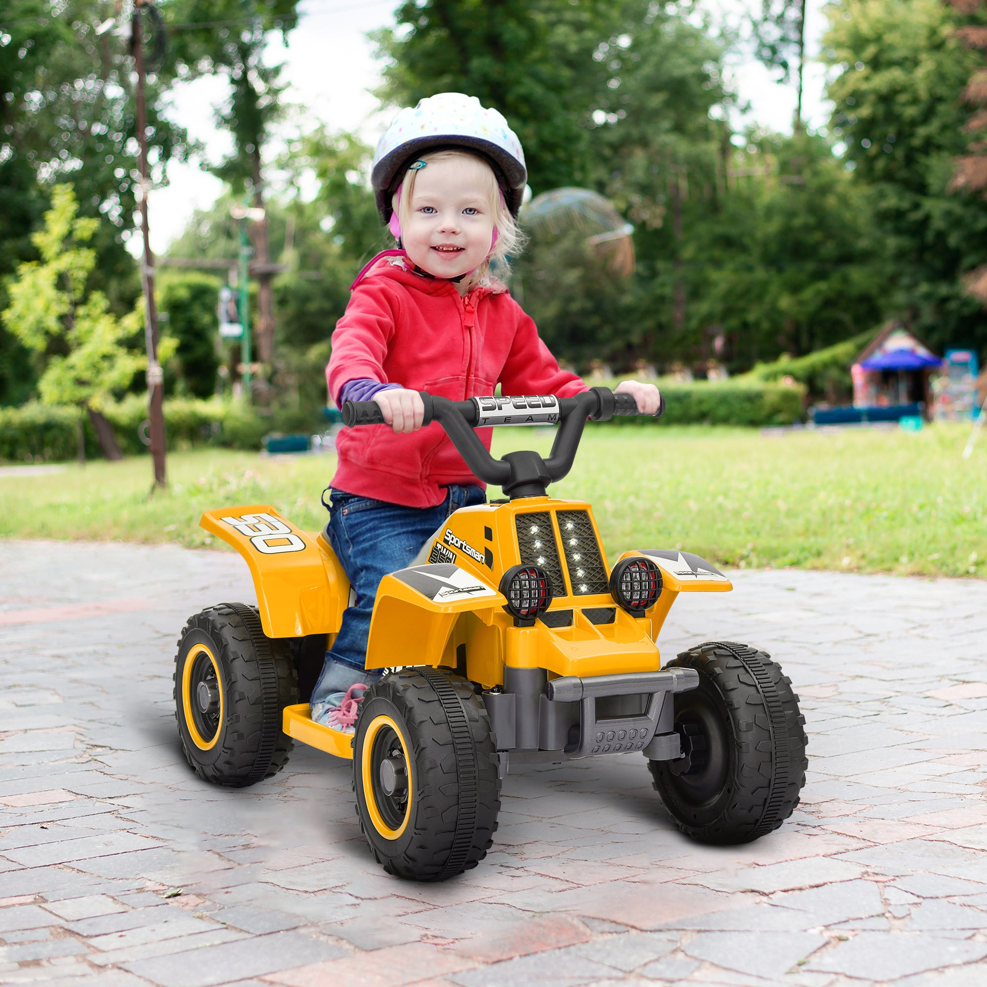 6V Electric Quad Bike for Kids, Ride On ATV w/ Forward/Reverse, Headlights, for Ages 18-36 Months