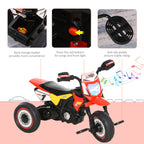 Toddler Pedal Motorcycle Kids Ride On Tricycle Early Learning w/ Music Lights Handlebar Stickers Exercise Boys Girls Gift for Kids 18 - 36 Months