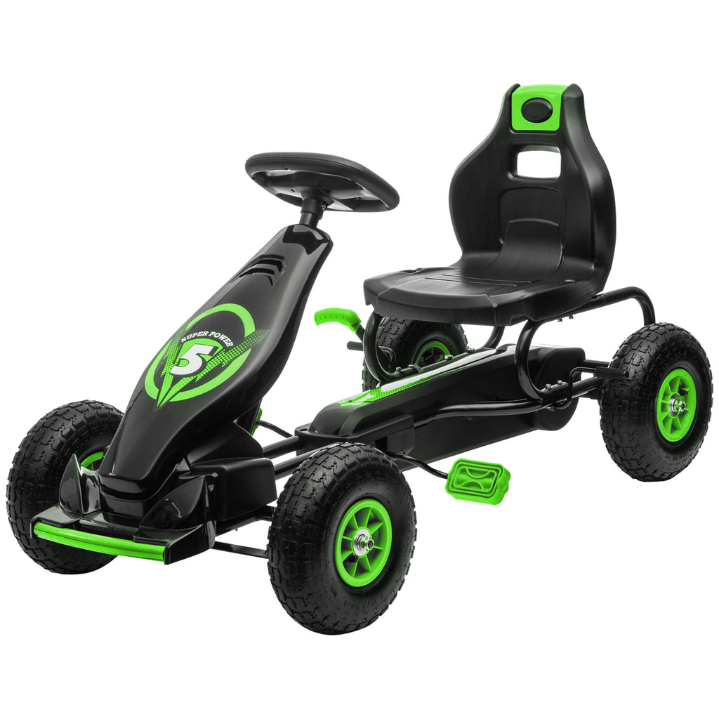 Kids Pedal Go Kart, with Adjustable Seat, Inflatable Tyres