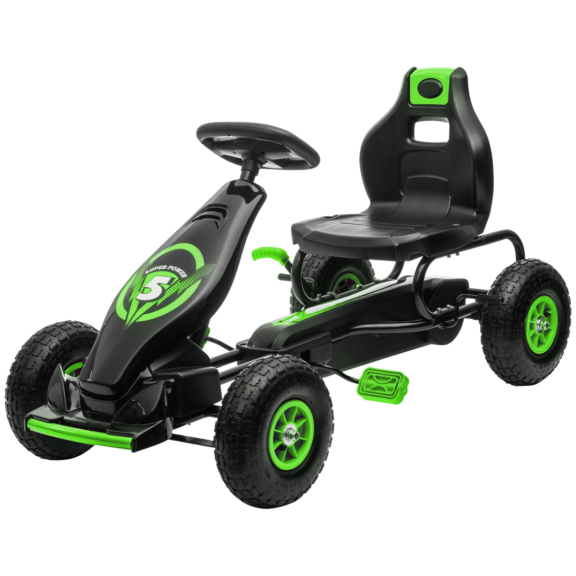 Kids Pedal Go Kart, with Adjustable Seat, Inflatable Tyres