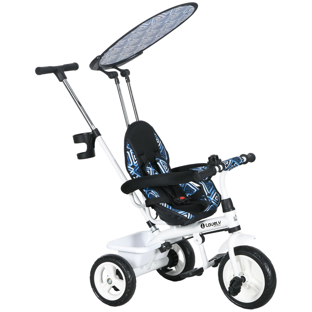 6 in 1 Tricycle for Kids with 5-point harness straps, Removable Canopy