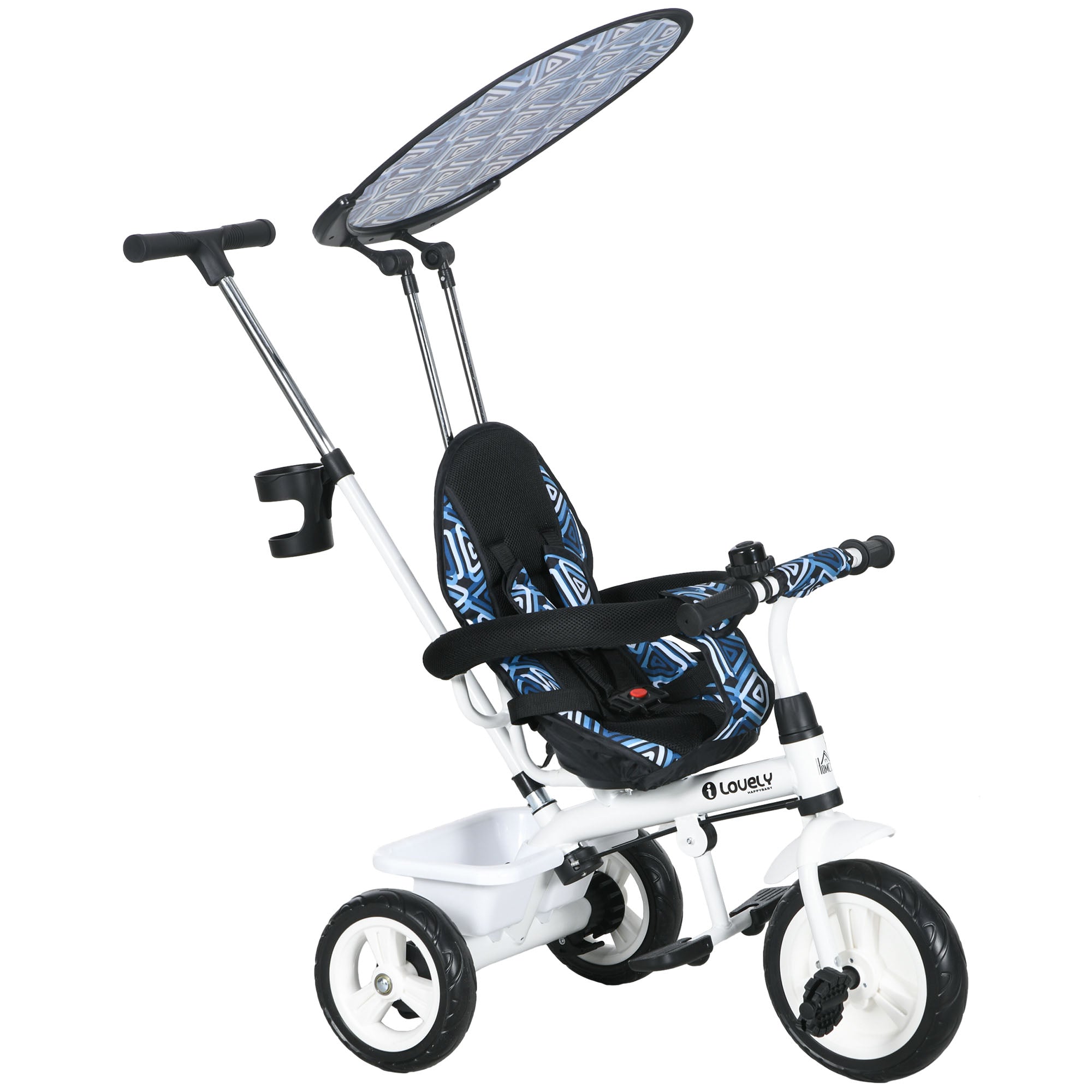 6 in 1 Tricycle for Kids with 5-point harness straps, Removable Canopy