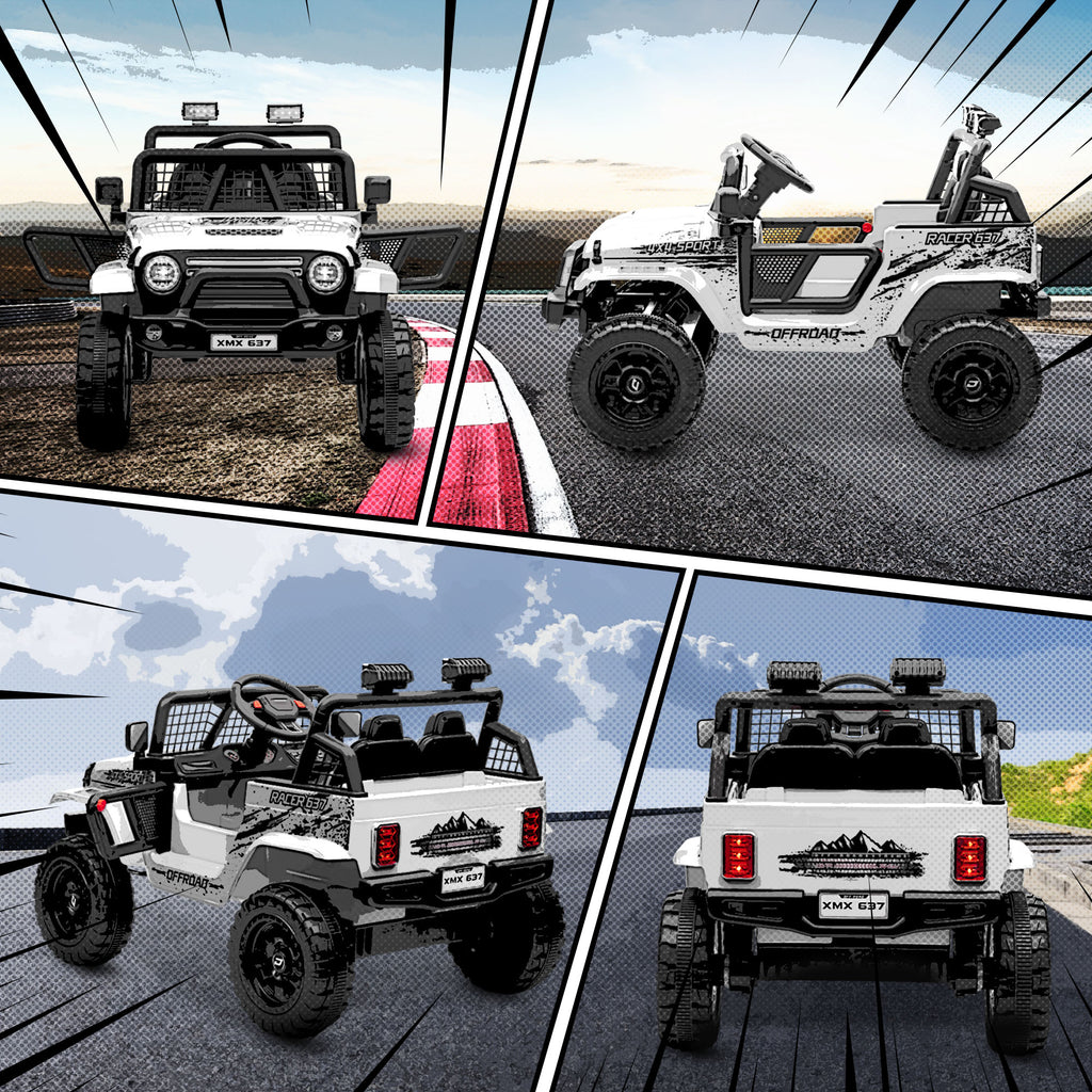 12V Battery Powered Kids Ride-On Car, Electric Truck w/ Spring Suspension, Remote, Music, Horn, Lights