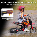 24V Electric Motorbike with Twist Grip Throttle, Music, Horn, 12" Pneumatic Tyres, 16km/h Max Speed