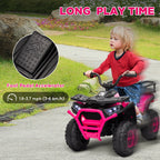 12V Kids Electric Ride on ATV, Battery-Powered Quad Bike w/ Spring Suspension, Forward Backward, Storage Basket