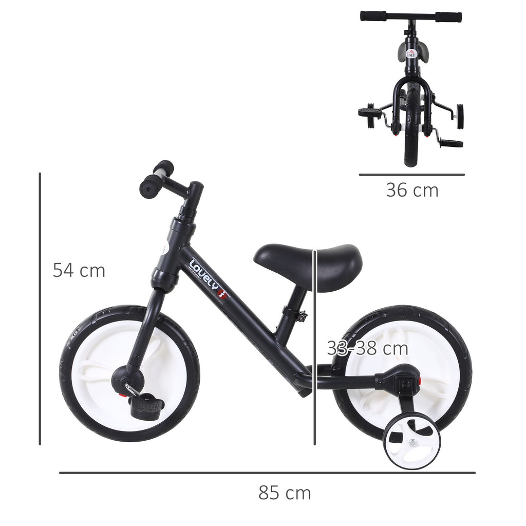 11 Inch Kids Balance Bike Training Pedal Bicycle W/ Removable Stabilizers EVA Tyres Adjustable Seat Height 2 to 5 Years Gift for Boys Girls