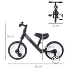 11 Inch Kids Balance Bike Training Pedal Bicycle W/ Removable Stabilizers EVA Tyres Adjustable Seat Height 2 to 5 Years Gift for Boys Girls