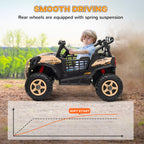 24V 2 Seater Kids Electric Car with Remote Control, Suspension System,  Slow Start, 3 Speeds, for 3-8 Years, Khaki