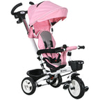 Metal Frame 6 in 1 Baby Push Tricycle with Parent Handle for 1-5 Years Old