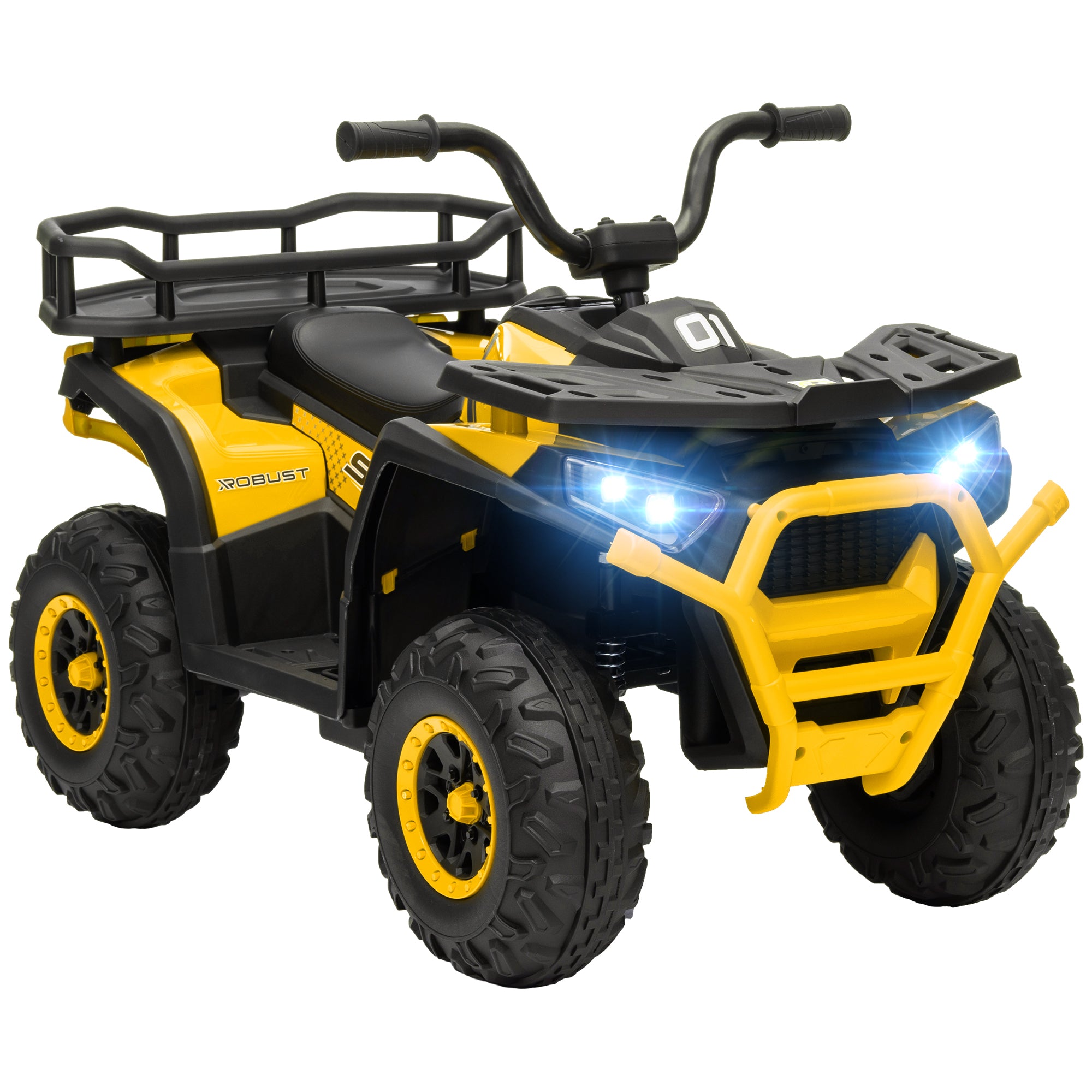 12V Kids Electric Ride on ATV, Battery-Powered Quad Bike w/ Spring Suspension, Forward Backward, Storage Basket