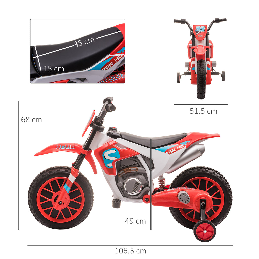 12V Kids Electric Motorcycle Ride-On, with Training Wheels, for Ages 3-6 Years