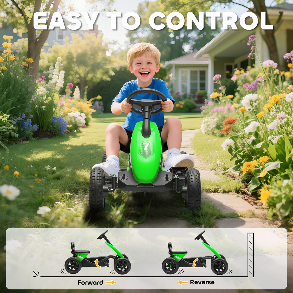 Pedal Go Kart for Kids 2-5 Years, with Silent EVA Wheels, Metal Frame