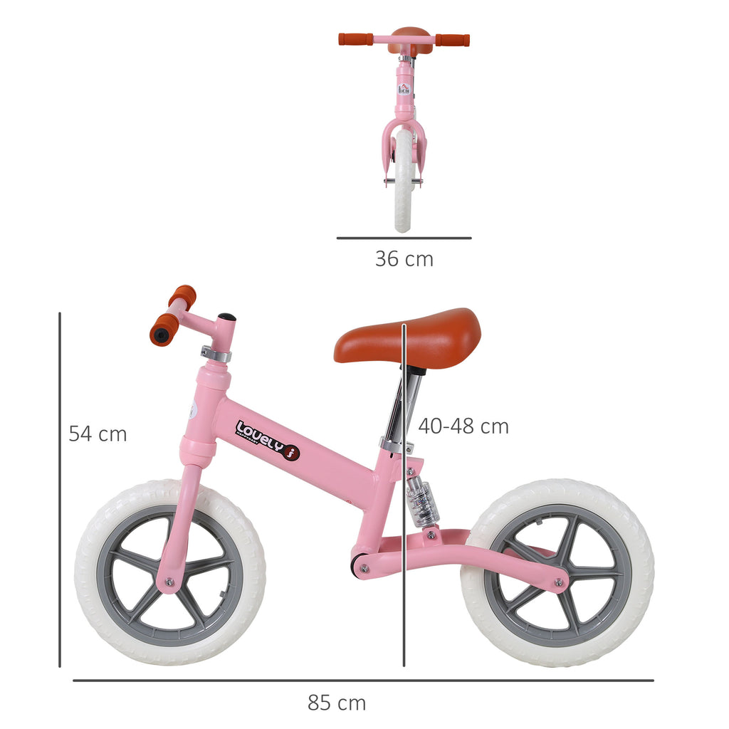 12" Kids Balance Bike No Pedal Bicycle EVA Tire Adjustable Seat Toddler Training Bike W/ Shock Absorber 2 - 5 Years Gift for Boys Girls