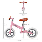 12" Kids Balance Bike No Pedal Bicycle EVA Tire Adjustable Seat Toddler Training Bike W/ Shock Absorber 2 - 5 Years Gift for Boys Girls