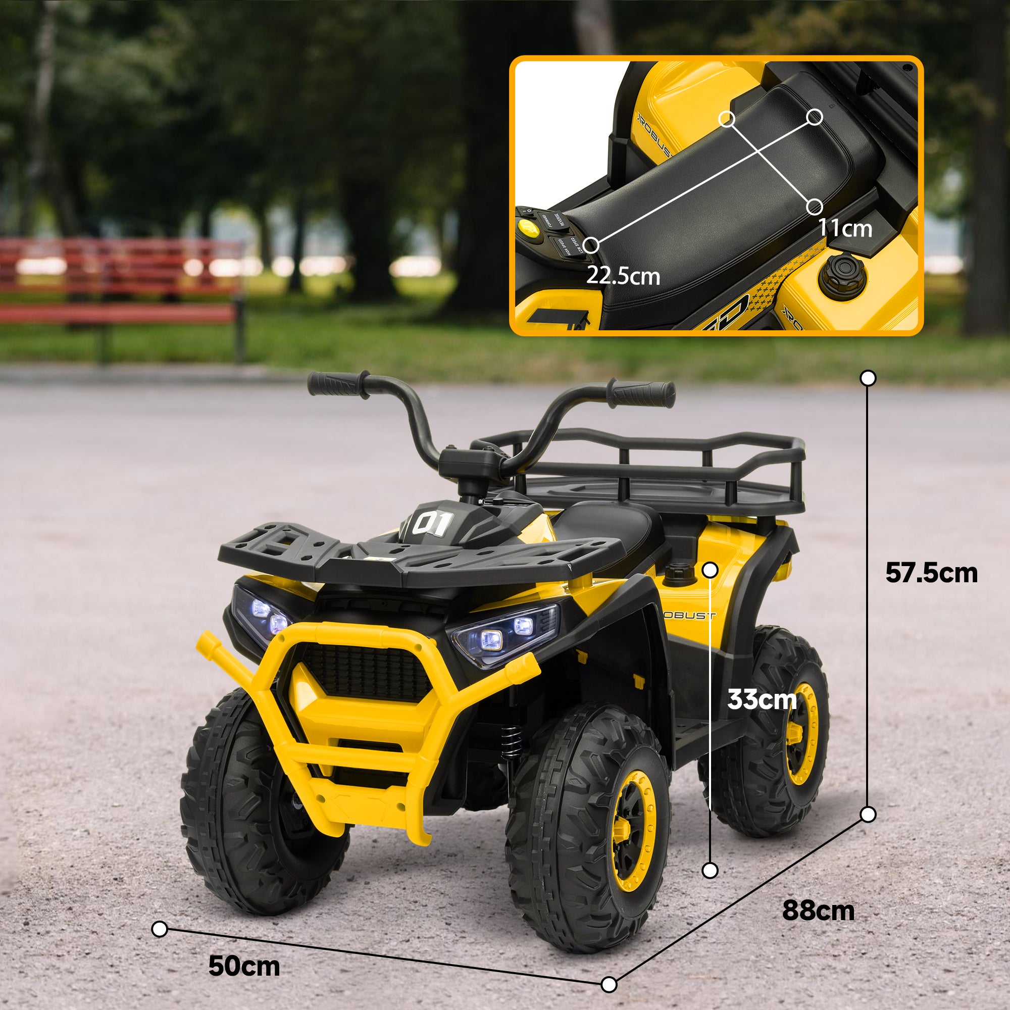 12V Kids Electric Ride on ATV, Battery-Powered Quad Bike w/ Spring Suspension, Forward Backward, Storage Basket