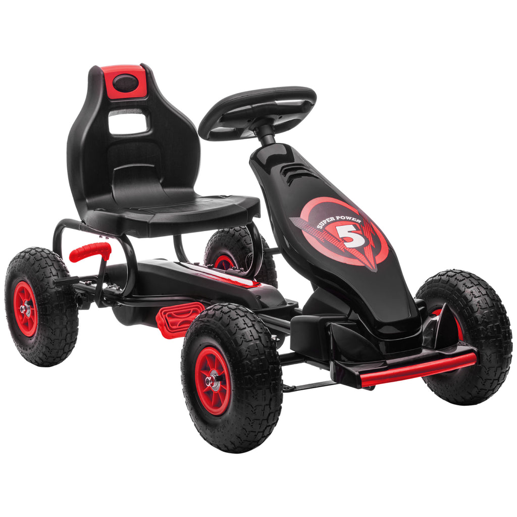 Kids Pedal Go Kart, with Adjustable Seat, Inflatable Tyres