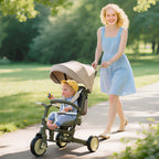 5 in 1 Kids Trike with Adjustable Backrest, Toddler Tricycle with Push Handlebar, Adjustable Backrest, Dark Green