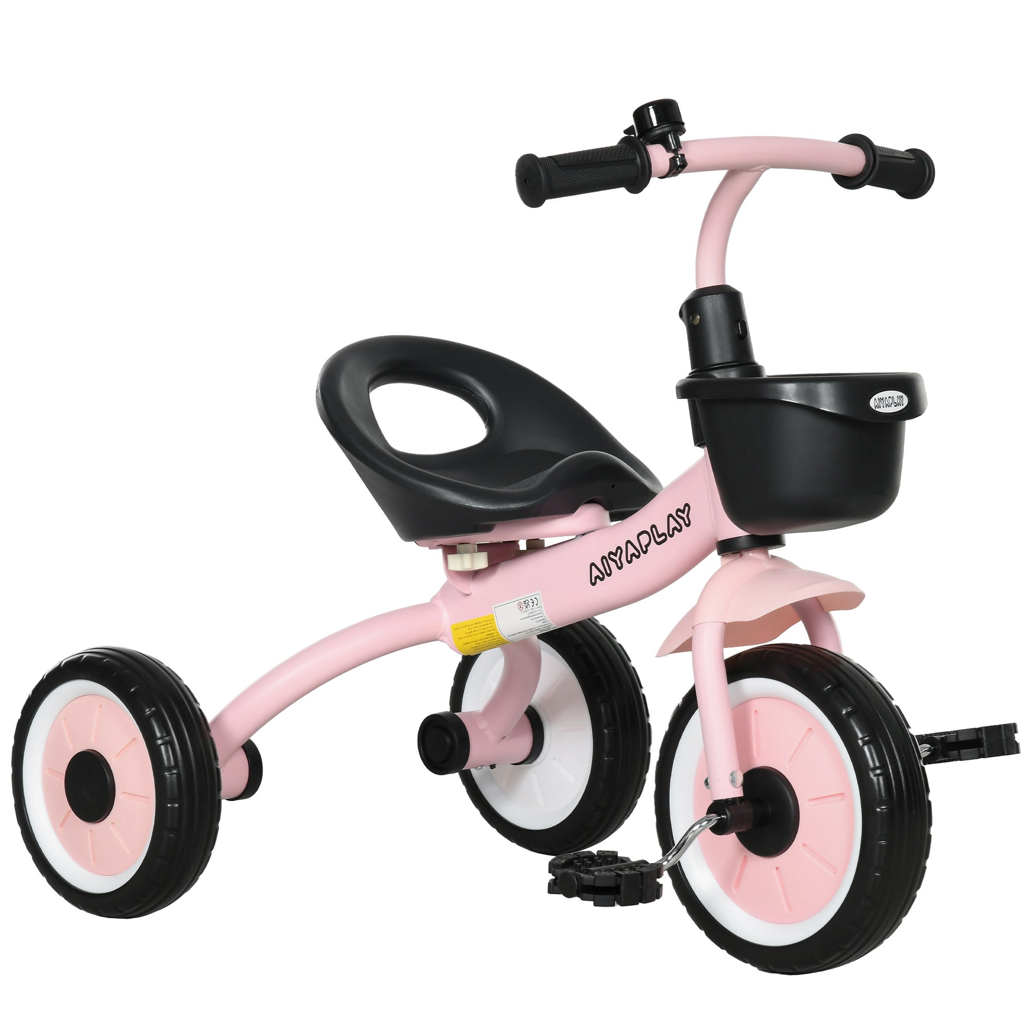 Kids Trike, Tricycle, with Adjustable Seat, Basket, Bell, for Ages 2-5 Years